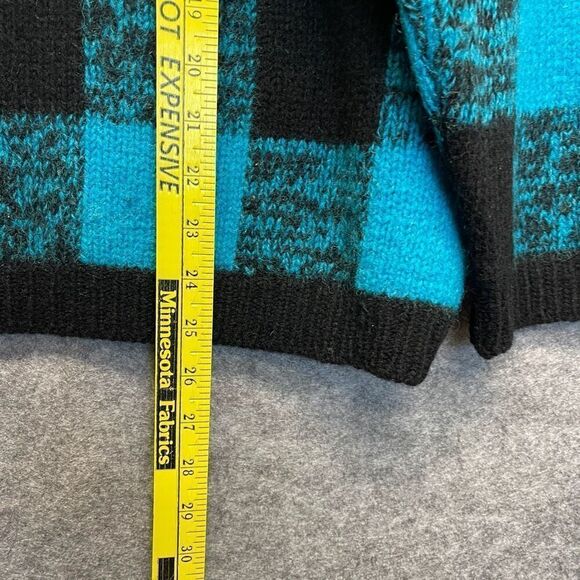 Vintage GAP Clothing Sweater Women's Medium Blue Black Check Thick Knit Wool - Picture 12 of 12